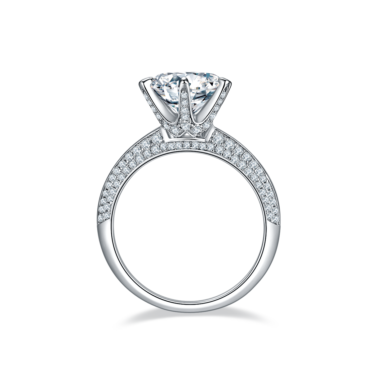 Half of the Country S925 Silver Plated Platinum Moissanite Diamond Women's Ring 3.0 Carat D-Class